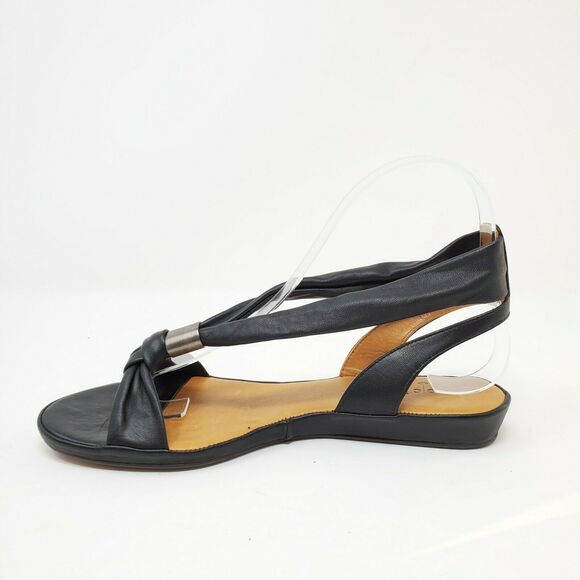 Raquel By Coclico Napa Black Strappy Ankle Strap Open Toe Sandals 37.5 - Picture 2 of 12